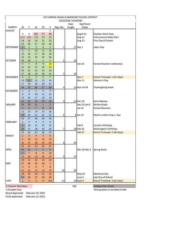 District Calendar 